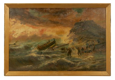 Lot 1423 - A 19TH CENTURY OIL AND CANVAS ‘MARITIME RESCUE’