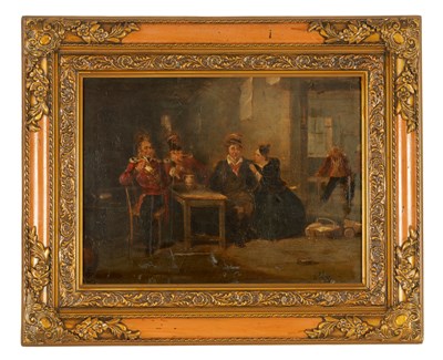 Lot 1348 - ORLANDO NORIE (1832-1901) A 19TH CENTURY OIL ON PANEL MILITARY MEN IN A TAVERN