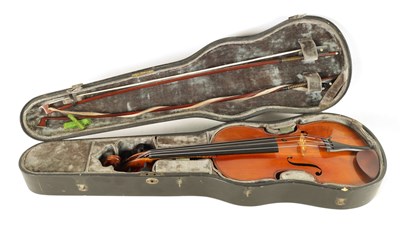 Lot 442 - AN ANTIQUE VIOLIN BRANDED INSIDE ‘H. DERAZEY’