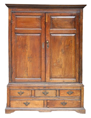 Lot 1137 - AN EARLY 18TH CENTURY JOINED OAK PRESS CUPBOARD