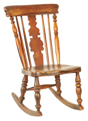 Lot 1277 - AN UNUSUAL 18TH CENTURY FRUIT WOOD AND ELM ROCKING CHAIR