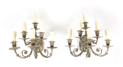 Lot 518 - A PAIR OF LATE 19TH CENTURY SILVERED BRONZE WALL SCONCES
