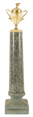 Lot 656 - A 19TH CENTURY GRAND TOUR GRANITE AND ONYX URN TOPPED COLUMN