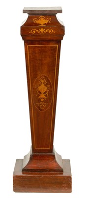 Lot 1392 - AN EDWARDIAN INLAID MAHOGANY PEDESTAL