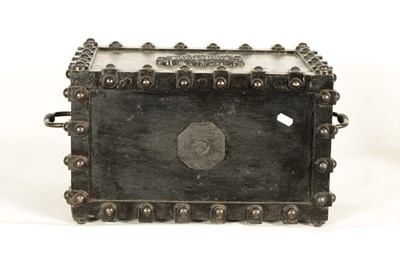 Lot 734 - A 19TH CENTURY CAST IRON STRONG BOX