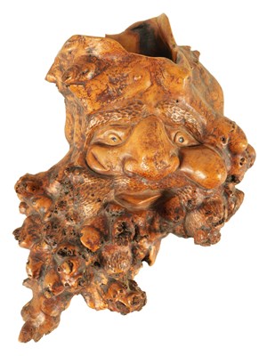 Lot 550 - AN UNUSUAL ROOT WOOD CARVED WALL POCKET