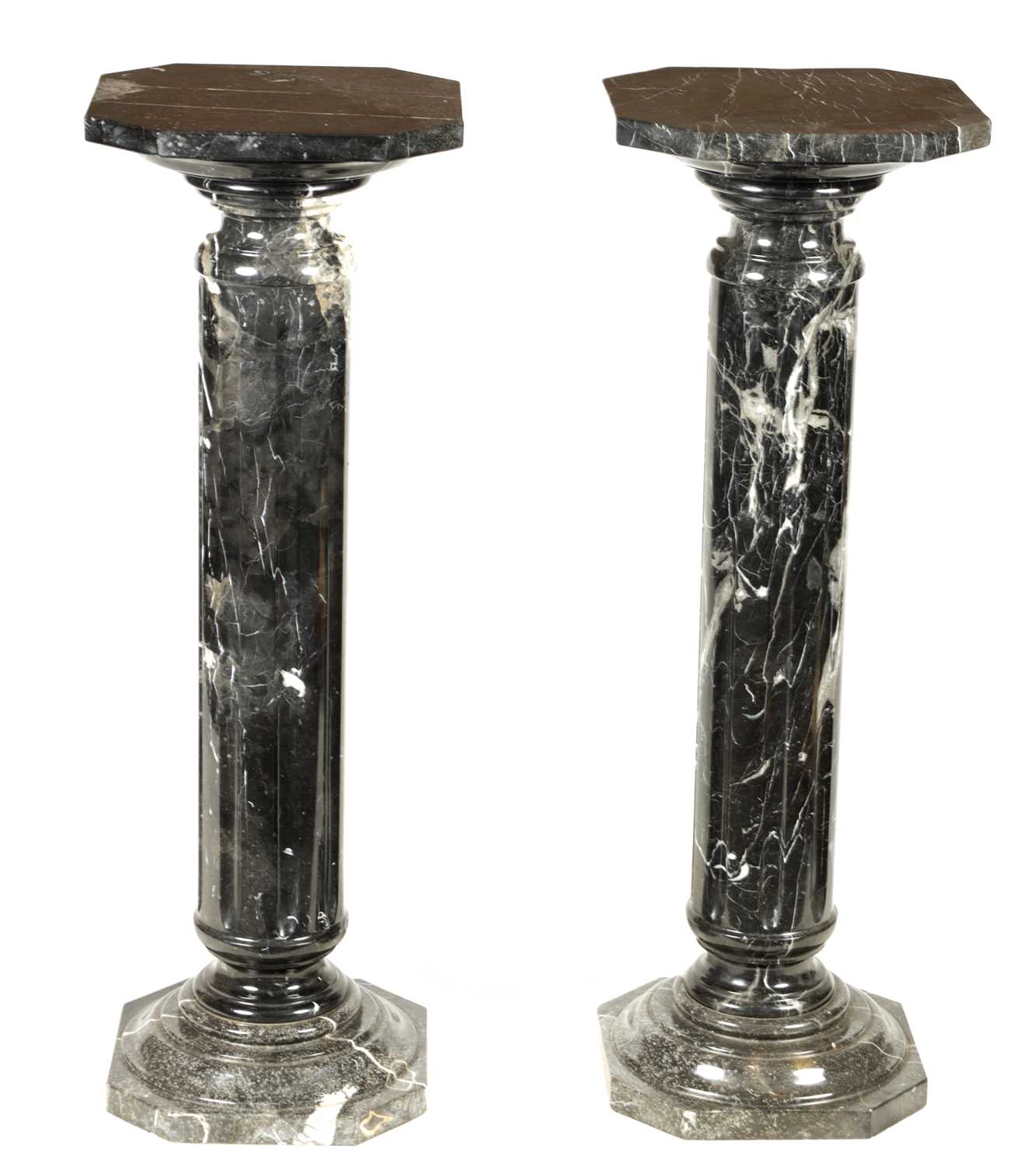 Lot 613 - A PAIR OF 19TH CENTURY VEINED BLACK MARBLE