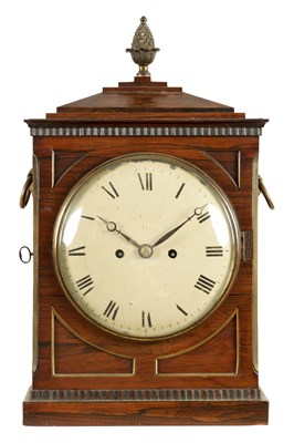 Lot 800 - F. LAWLEY, BATH. A REGENCY ROSEWOOD CHAMFER TOP DOUBLE FUSEE 8 DAY BRACKET CLOCK