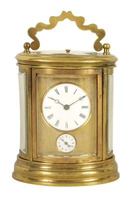 Lot 670 - A LATE 19TH CENTURY FRENCH OVAL REPEATING CARRIAGE CLOCK