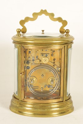 Lot 670 - A LATE 19TH CENTURY FRENCH OVAL REPEATING CARRIAGE CLOCK