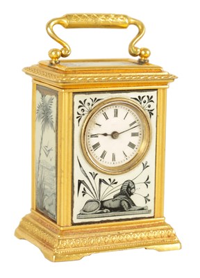 Lot 755 - AN EARLY 20TH CENTURY MINIATURE SWISS ENAMELLED BOUDOIR CARRIAGE CLOCK