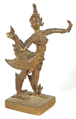 Lot 1152 - A 19TH CENTURY TIBETAN BRONZE MYTHICAL FIGURE