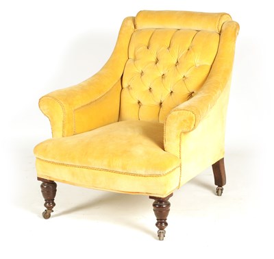 Lot 1030 - LAVERTON & CO. BRISTOL. A 19TH CENTURY BUTTON UPHOLSTERED ARMCHAIR