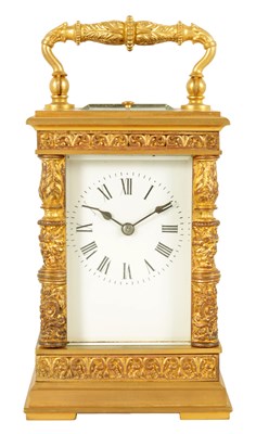 Lot 765 - A LATE 19TH CENTURY FRENCH GILT BRASS CASED REPEATING CARRIAGE CLOCK