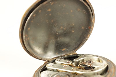 Lot 262 - A LARGE EARLY 20TH CENTURY GUN METAL AND GILT DIAL MOON PHASE CALENDAR POCKET WATCH WITH INTERESTING INSCRIPTION