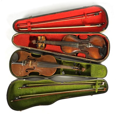 Lot 1262 - TWO ANTIQUE VIOLINS IN CASES