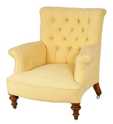 Lot 1154 - A 19TH CENTURY UPHOLSTERED ARMCHAIR