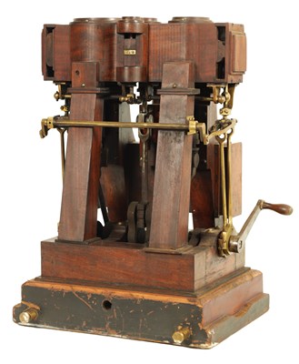 Lot 1070 - A 19TH CENTURY TRIPLE COMPOUND WOODEN DISPLAY MODEL OF A MARINE ENGINE