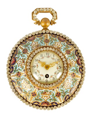 Lot 789 - A LATE 19TH CENTURY FRENCH ORMOLU AND CHAMPLEVE ENAMEL STRUT CLOCK