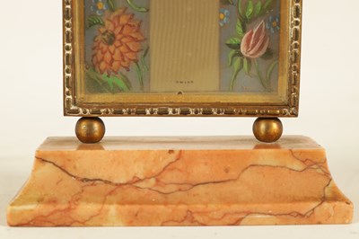 Lot 965 - A SMALL VINTAGE SWISS ORMOLU AND PINK MARBLE DESK CLOCK