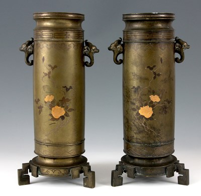 Lot 73 - A PAIR OF LATE 19th CENTURY JAPANESE BRONZE...