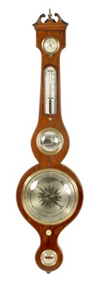 Lot 999 - A 19TH CENTURY MAHOGANY WHEEL BAROMETER SIGNED REALINI, NEWCASTLE