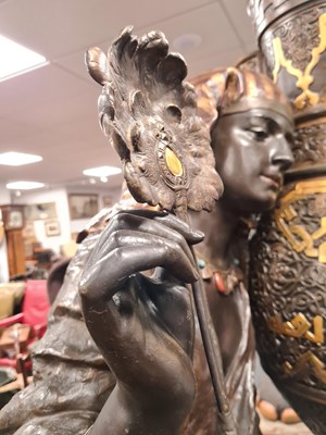 Lot 720 - ATT. TO LOUIS HOTTOT (1834-1905) A LATE 19TH CENTURY MASSIVE LIFE SIZE BRONZED ORIENTALIST SCULPTURE