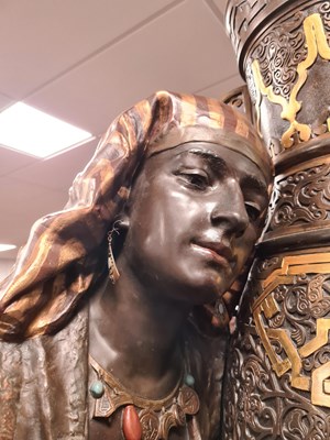 Lot 720 - ATT. TO LOUIS HOTTOT (1834-1905) A LATE 19TH CENTURY MASSIVE LIFE SIZE BRONZED ORIENTALIST SCULPTURE