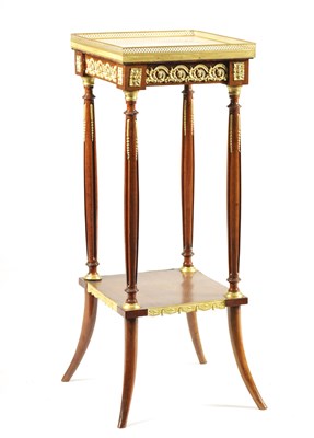 Lot 1452 - A 20TH CENTURY FRENCH GILT BRASS MOUNTED MAHOGANY SQUARE JARDINIERE STAND