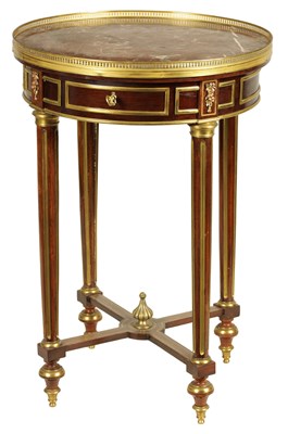 Lot 1335 - A 20TH CENTURY FRENCH GILT BRASS MOUNTED MAHOGANY CIRCULAR OCCASIONAL TABLE