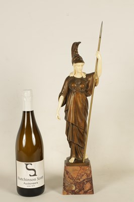 Lot 732 - GOTTHILF JAEGER. AN ART DECO GERMAN BRONZE AND IVORY FIGURE