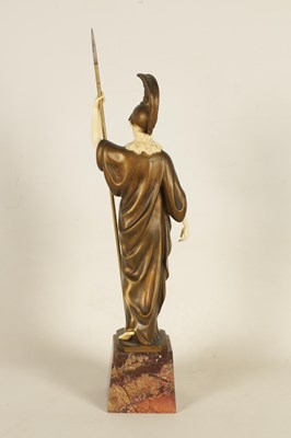 Lot 732 - GOTTHILF JAEGER. AN ART DECO GERMAN BRONZE AND IVORY FIGURE