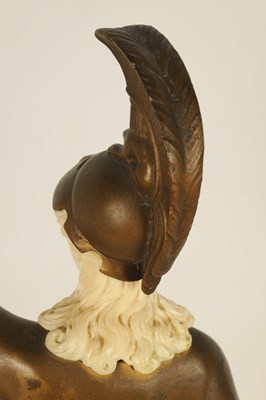 Lot 732 - GOTTHILF JAEGER. AN ART DECO GERMAN BRONZE AND IVORY FIGURE