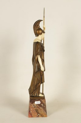 Lot 732 - GOTTHILF JAEGER. AN ART DECO GERMAN BRONZE AND IVORY FIGURE