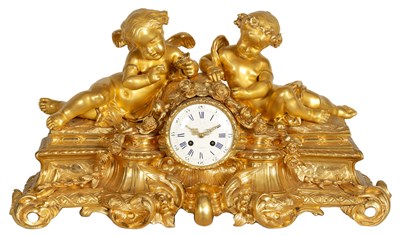 Lot 982 - A LARGE 19TH CENTURY FRENCH  FIGURAL ORMOLU MANTEL CLOCK