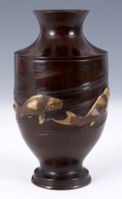 Lot 69 - A MEIJI PERIOD JAPANESE BRONZE VASE with...