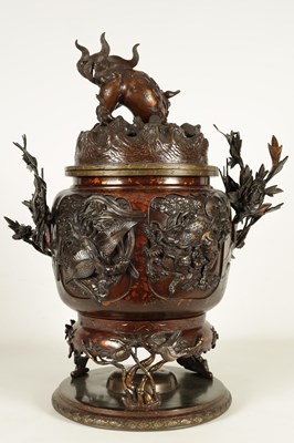 Lot 327 - A LARGE JAPANESE MEIJI PERIOD PATINATED KORO AND COVER