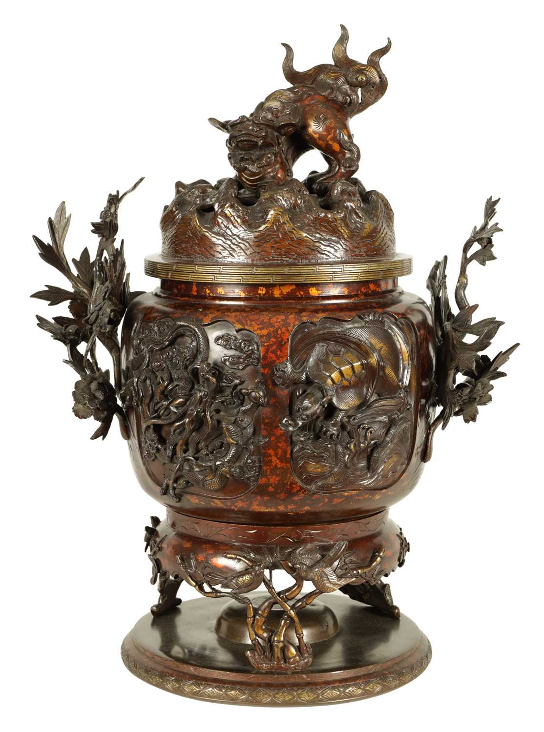 Lot 327 - A LARGE JAPANESE MEIJI PERIOD PATINATED KORO AND COVER