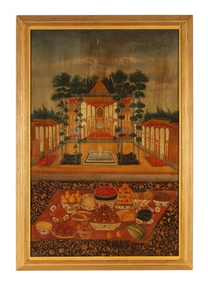 Lot 876 - A 19TH CENTURY QAJAR PERSIAN OIL ON CANVAS