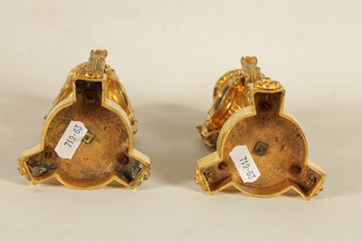 Lot 688 - A PAIR OF 19TH CENTURY FRENCH ORMOLU AND PORCELAIN PANELLED CANDLESTICKS