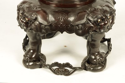 Lot 213 - AN IMPRESSIVE MEIJI PERIOD JAPANESE PATINATED BRONZE AND MIXED METAL STANDARD LAMP