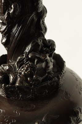Lot 213 - AN IMPRESSIVE MEIJI PERIOD JAPANESE PATINATED BRONZE AND MIXED METAL STANDARD LAMP