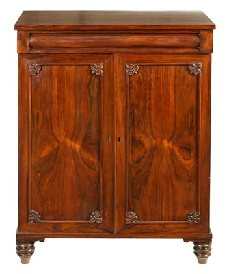 Lot 1098 - A LATE REGENCY ROSEWOOD COLLECTORS CABINET