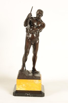 Lot 619 - H. RIESE. A STYLISH ART DECO FIGURAL BRONZE OF AN ARCHER