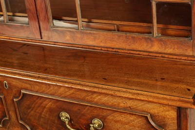 Lot 1040 - A GEORGE III MAHOGANY SECRETAIRE BOOKCASE HAVING GOOD COLOUR AND PATINATION