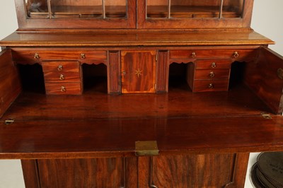 Lot 1040 - A GEORGE III MAHOGANY SECRETAIRE BOOKCASE HAVING GOOD COLOUR AND PATINATION