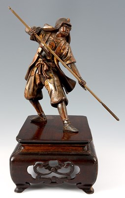 Lot 76 - A 19th CENTURY JAPANESE FIGURAL BRONZE...