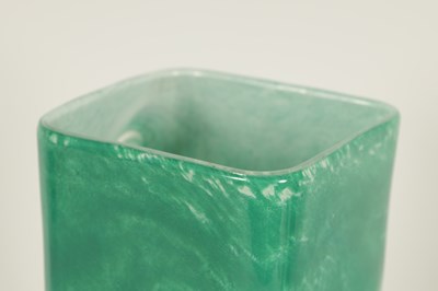 Lot 3 - A SIGNED 20TH CENTURY GREEN MARBLED GLASS VASE