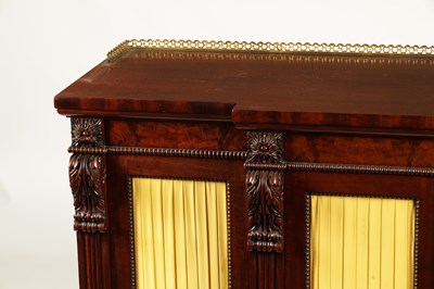 Lot 1177 - A FINE WILLIAM IV MAHOGANY BREAKFRONT SIDE CABINET IN THE MANNER OF GILLOWS