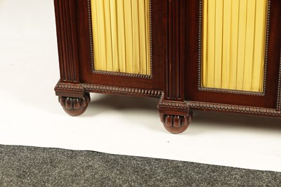 Lot 1177 - A FINE WILLIAM IV MAHOGANY BREAKFRONT SIDE CABINET IN THE MANNER OF GILLOWS